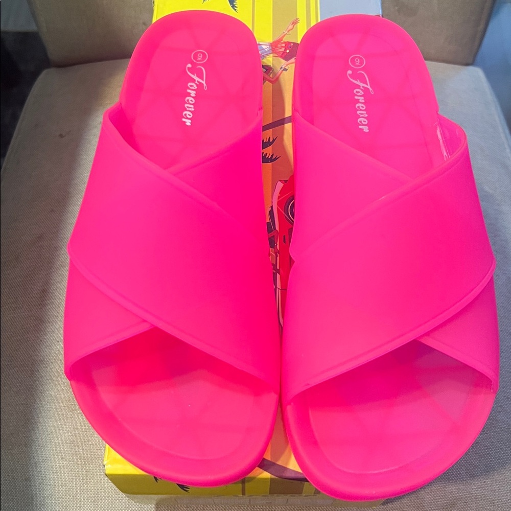 Fuchsia Slide Sandals. Never been worn new in box.
